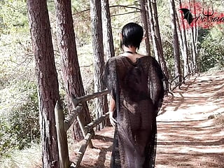 gothic elf, masturbating in the forest