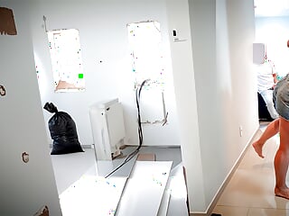 Naughty housewife fucks with the architect working at her house.