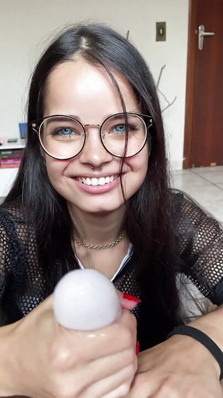 Debora Prado played with the egg on the head of my cock while her little mouth drooled over my eggs