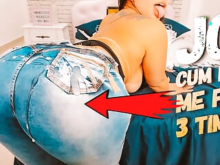 Sexy big ass latina in tight jeans pants giving the hottest JOI jerk off instructions to you