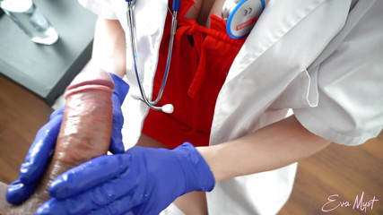 POV Handjob By Hot Nurse Eva Myst in the Doctors Office: Give Me Your Semen Sample