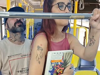 Young student was thighed by stranger inside the bus in public.